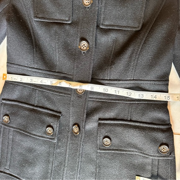 Banana Republic Black Wool Blend Military Trench Classic Peacoat - Size XS - Picture 6 of 15